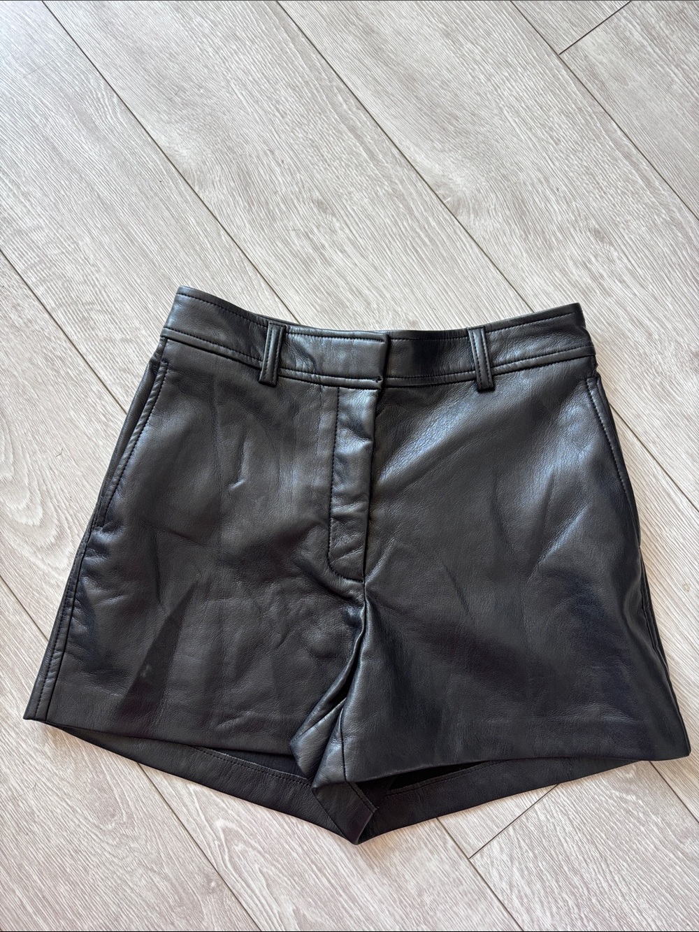 Babaton vegan leather shorts